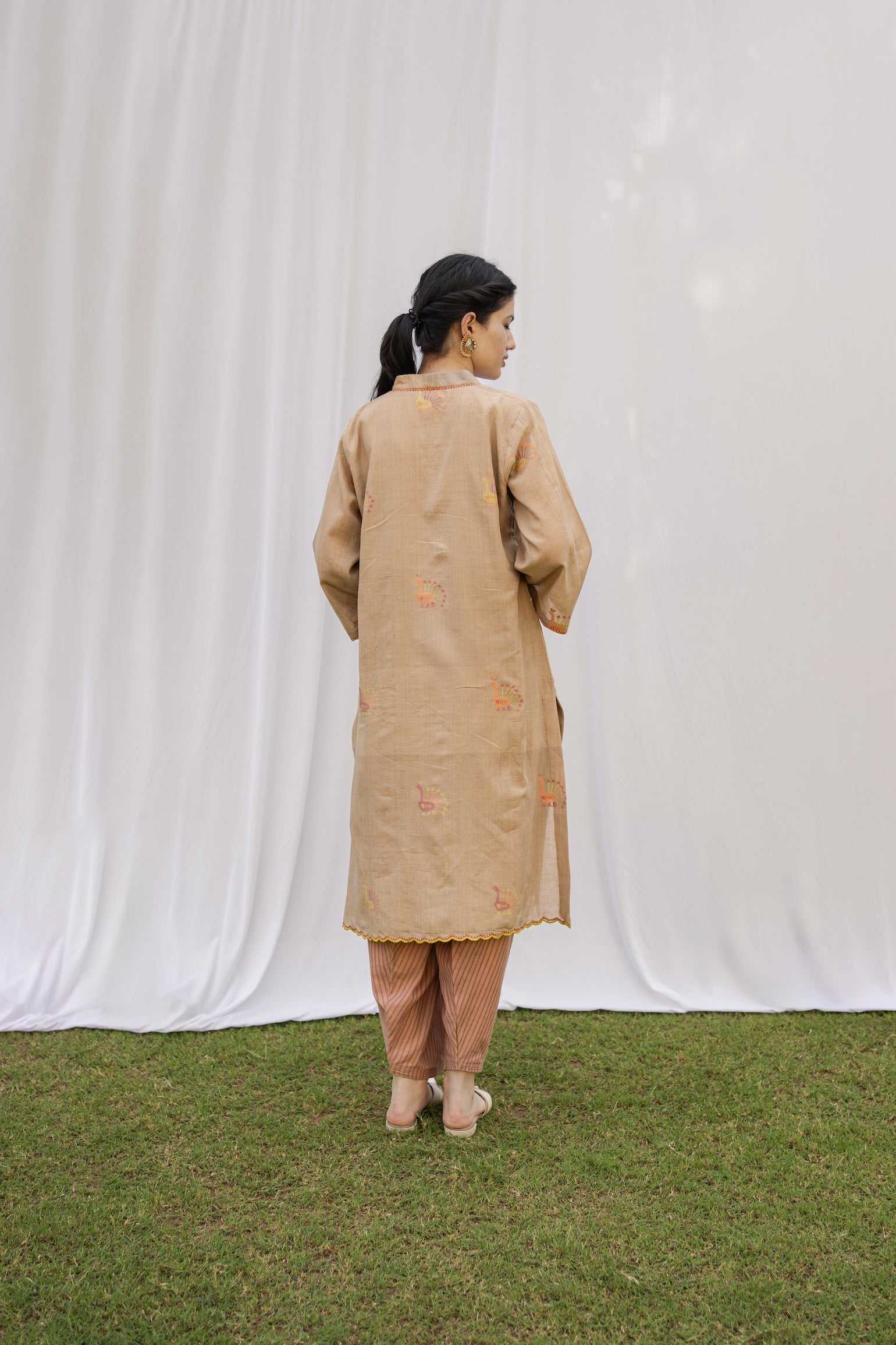 Beige Striped Salwaar