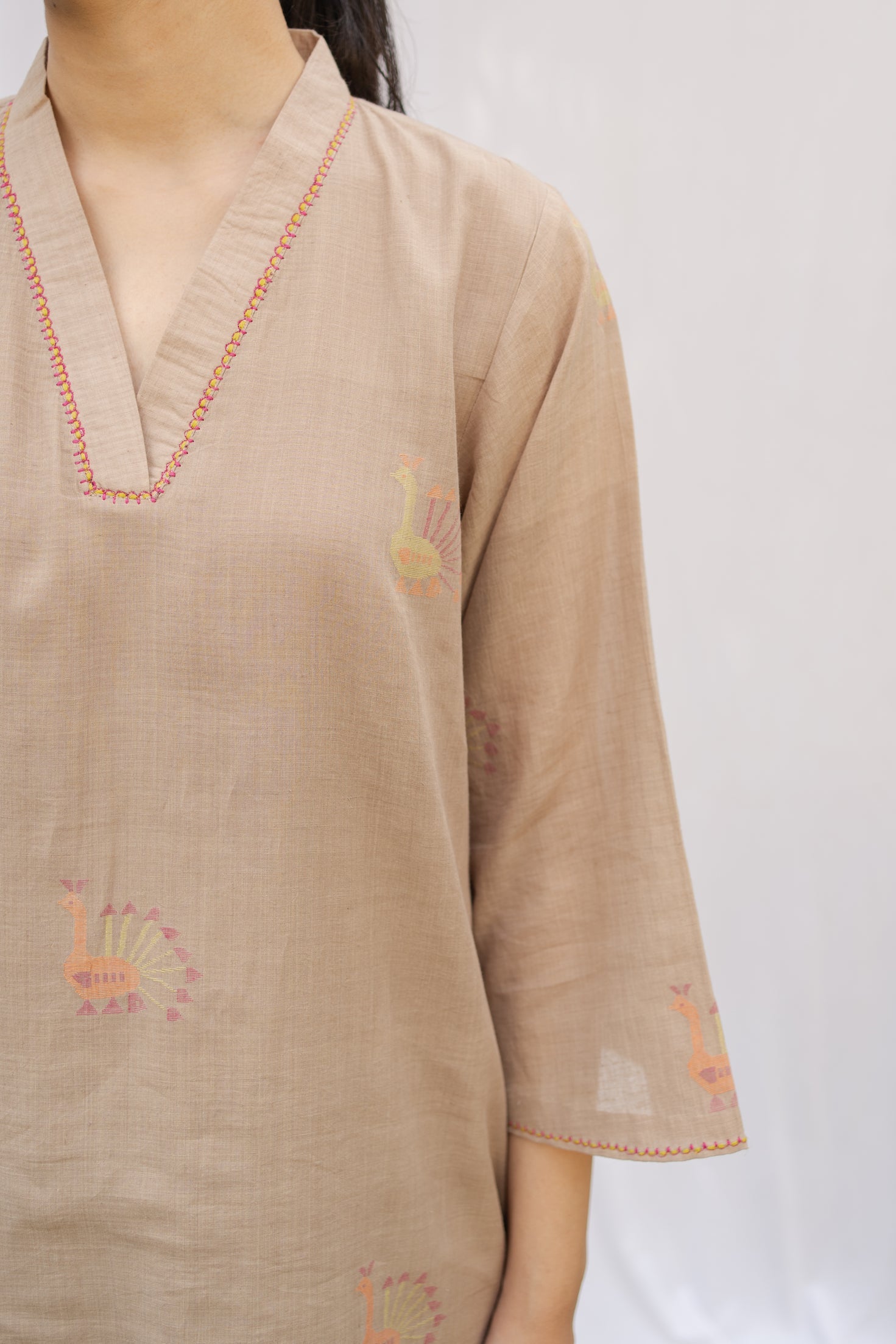 Beige Striped Salwaar