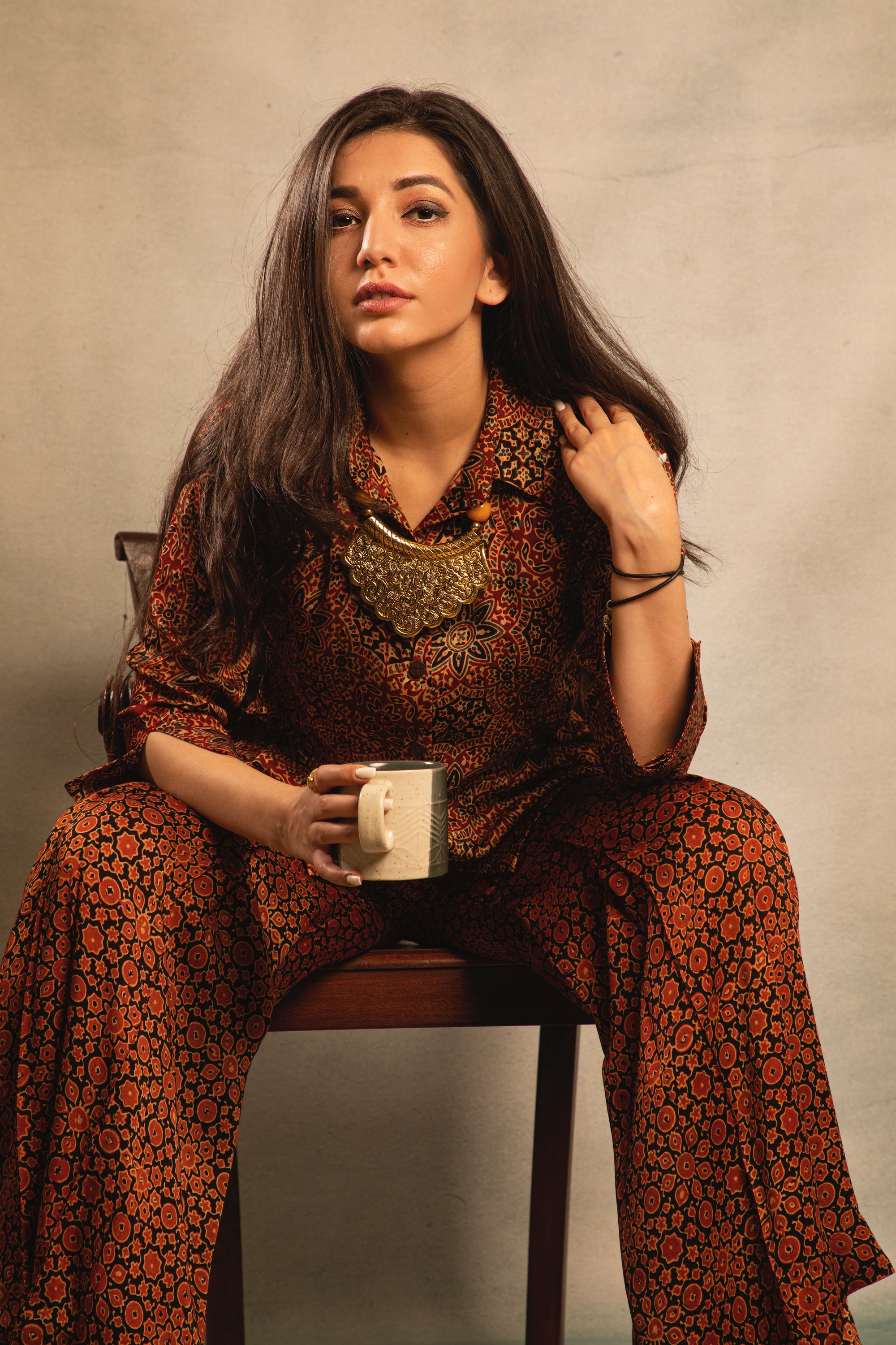 Rust Twilight Printed Shirt with Pant