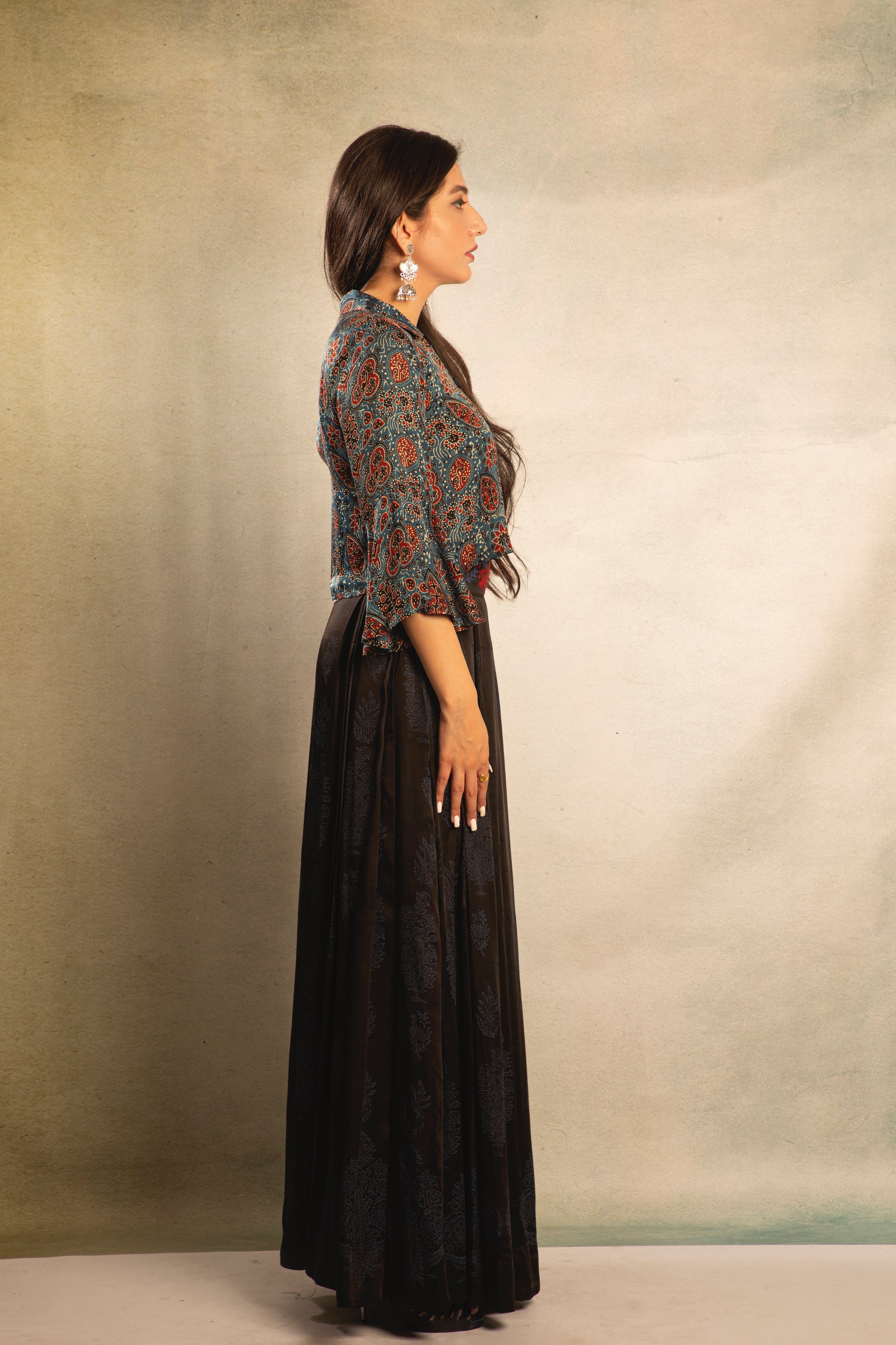 Sky Printed Skirt with Top