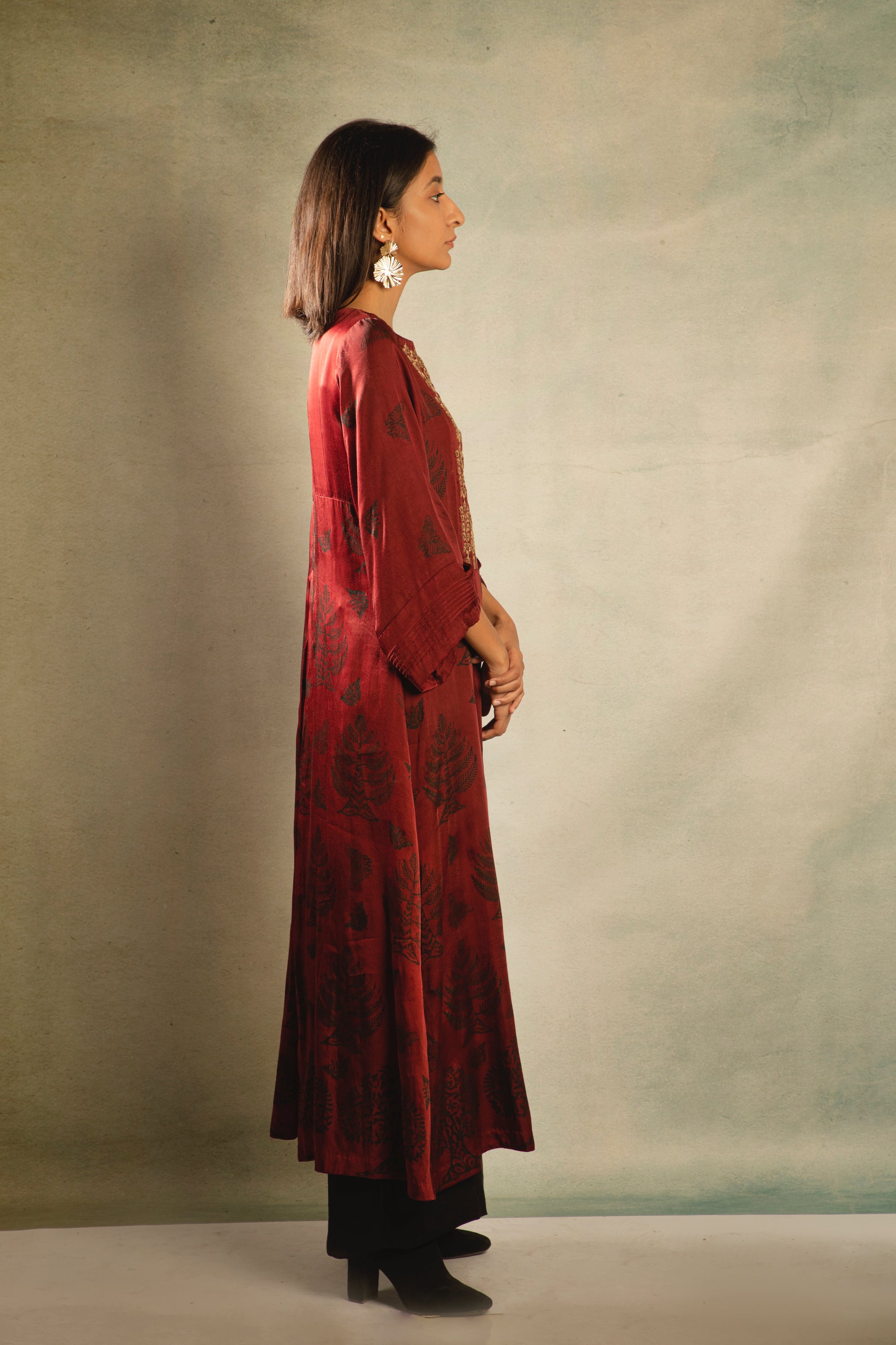 Maroon Moon Embroidered Tunic