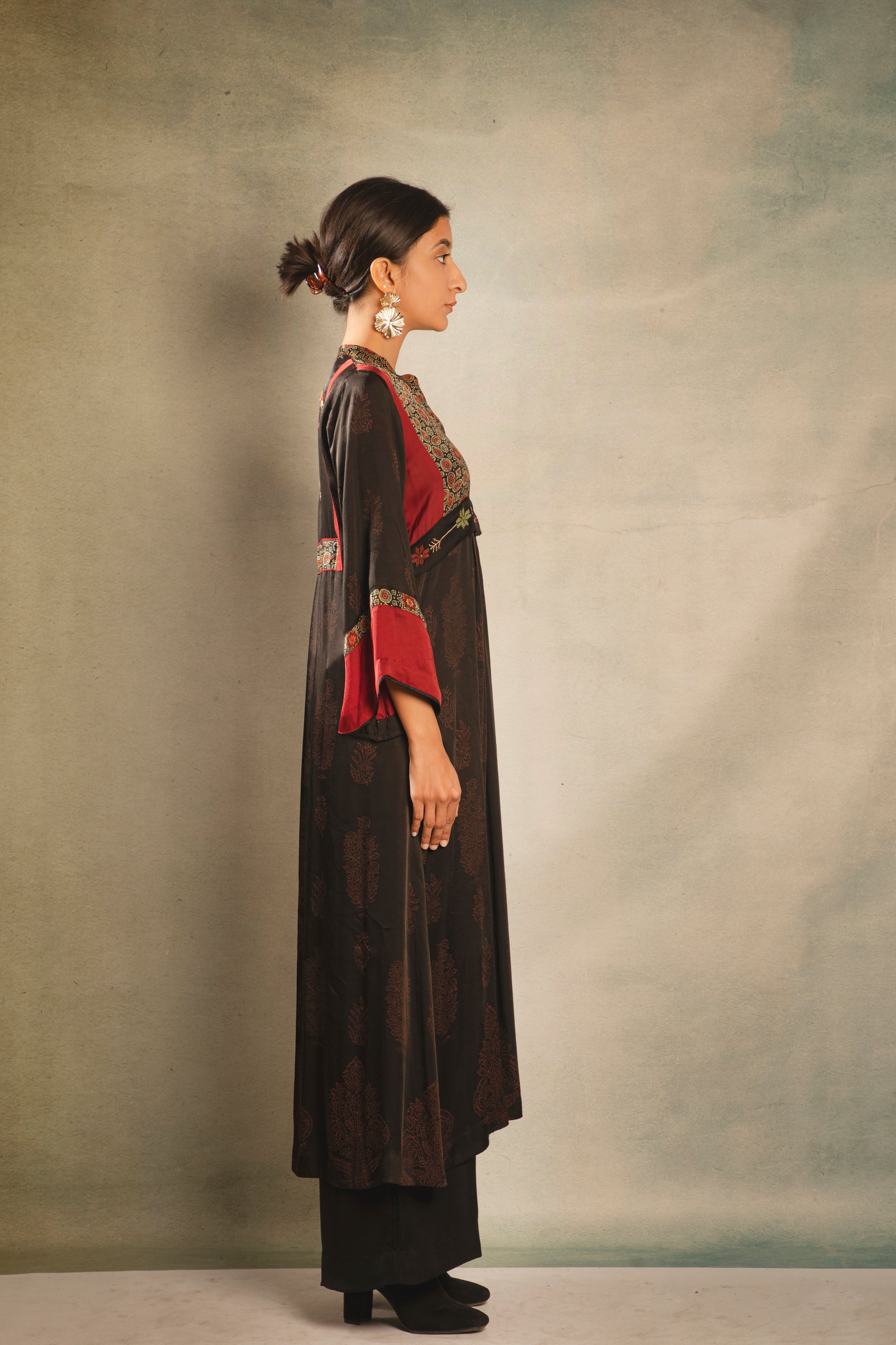 Black and Red Earth Embroidered Tunic