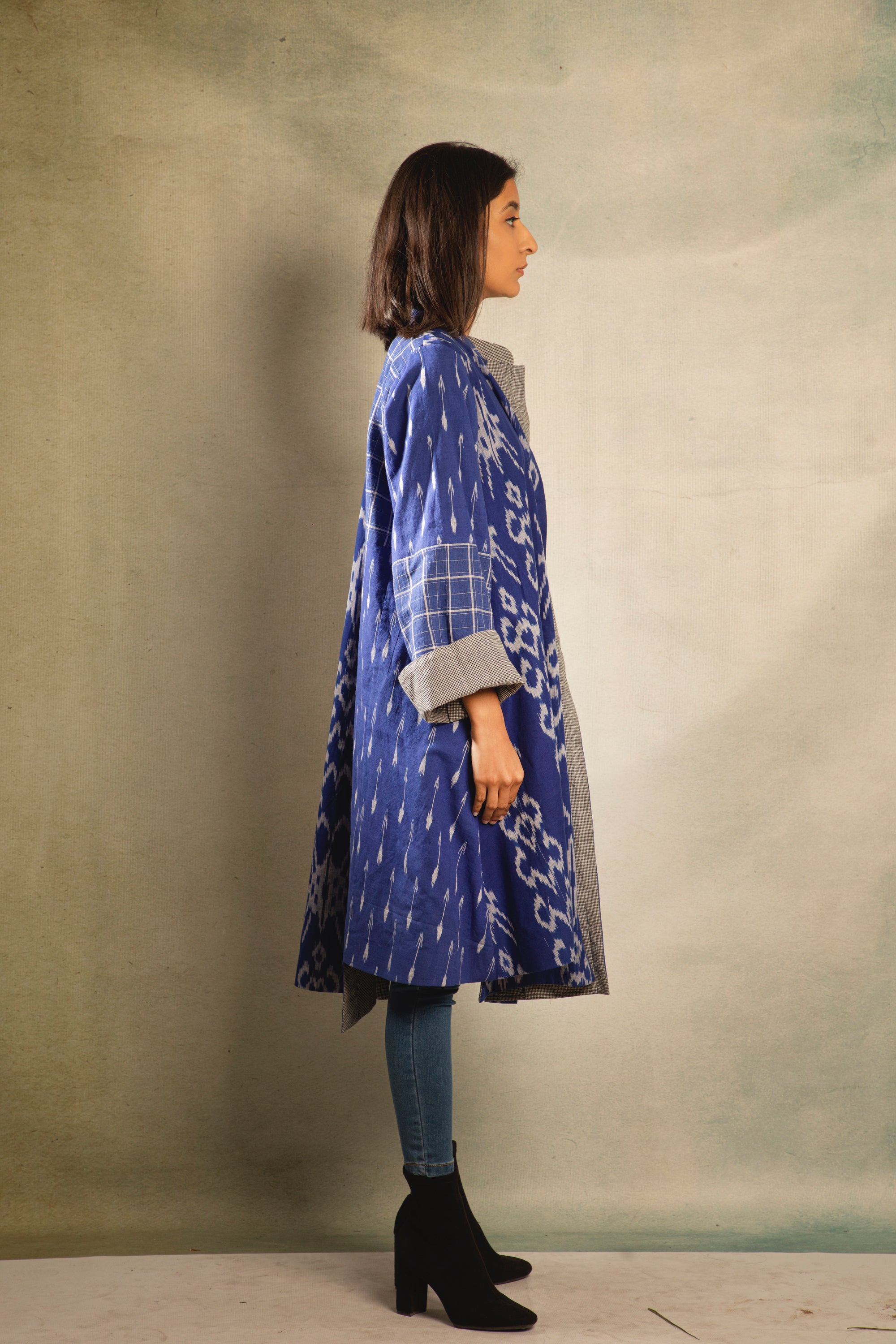 Blue Check Ikat Jacket