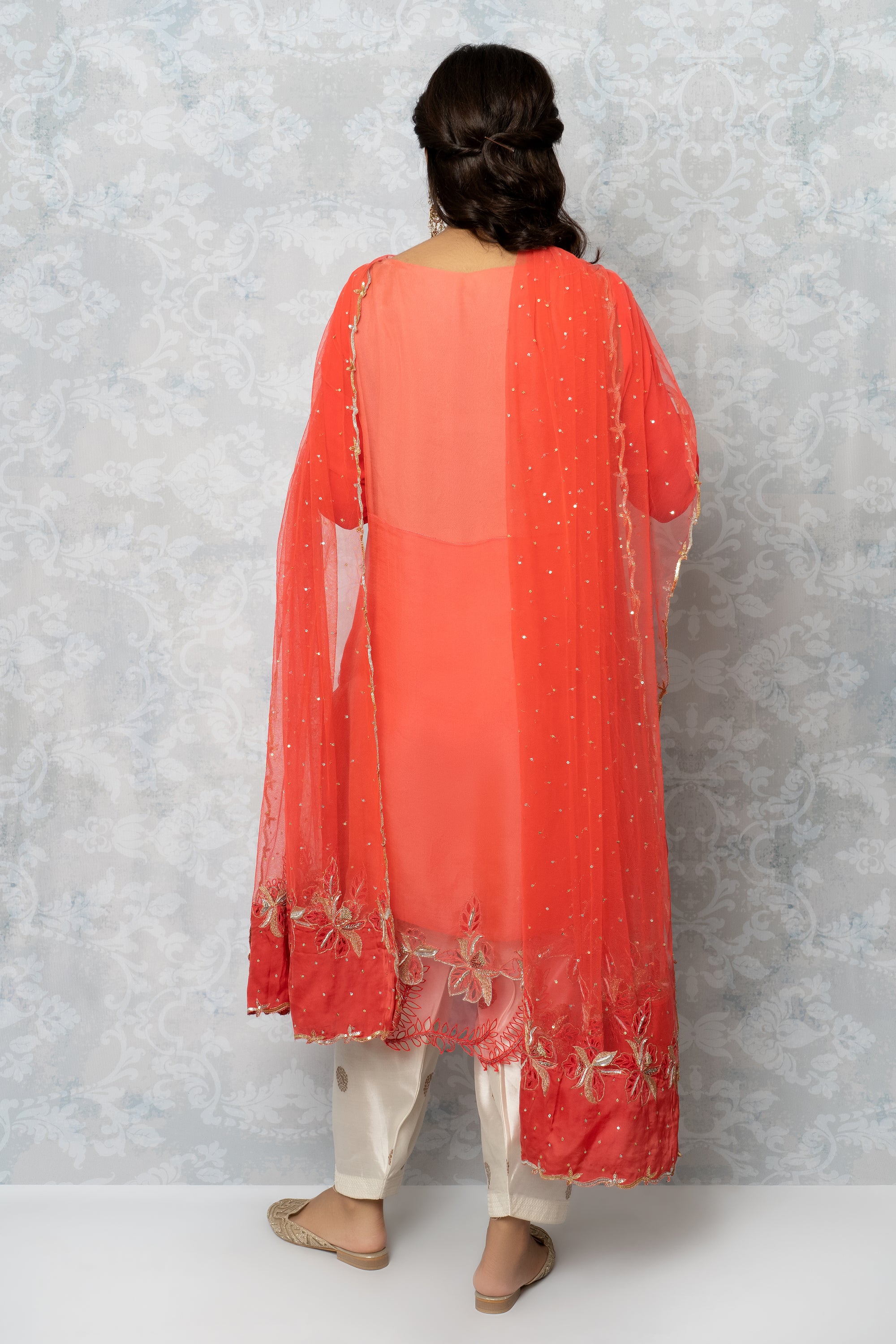 Peach and Coral Kurta Set