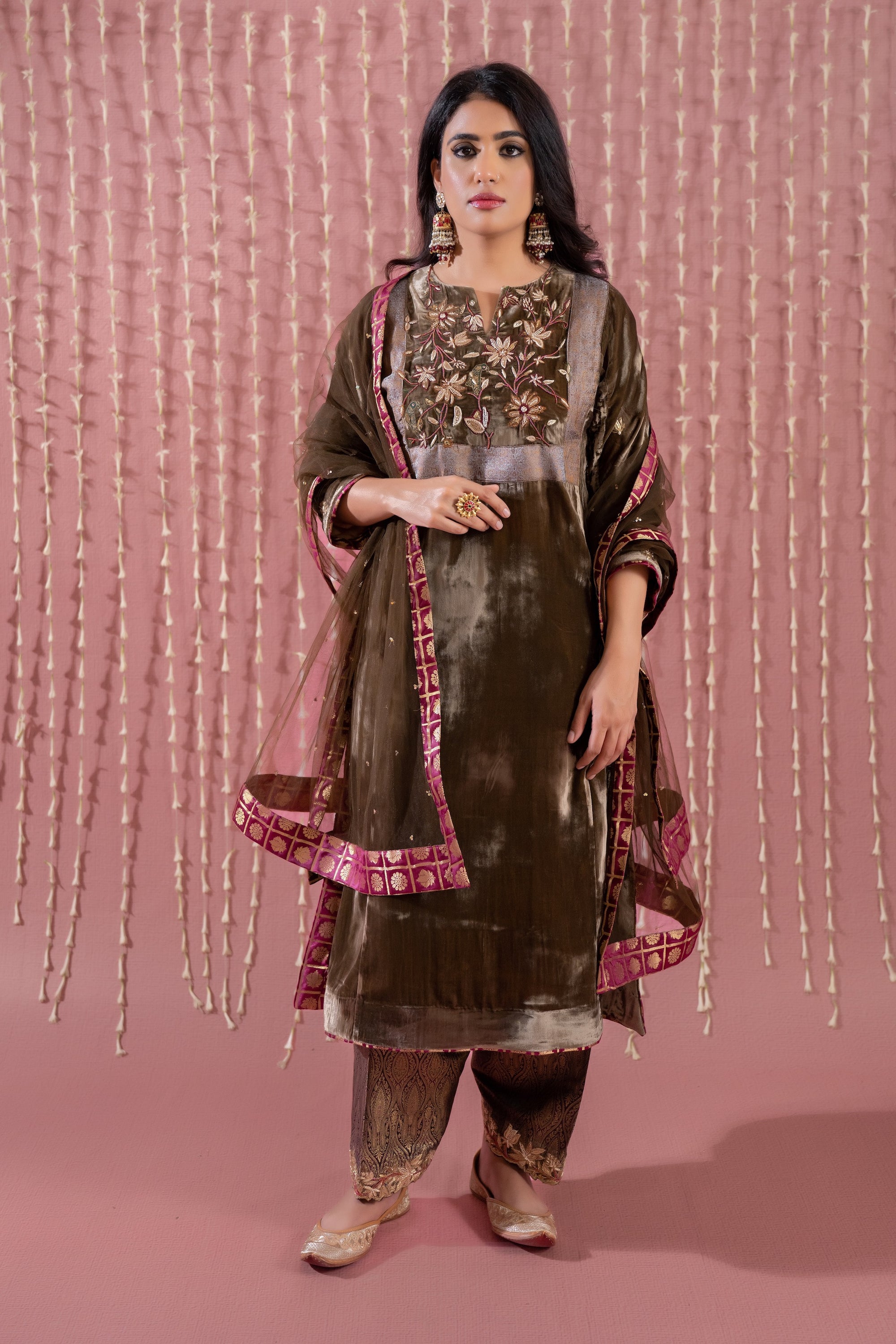 Khakhi Brown Velvet Set