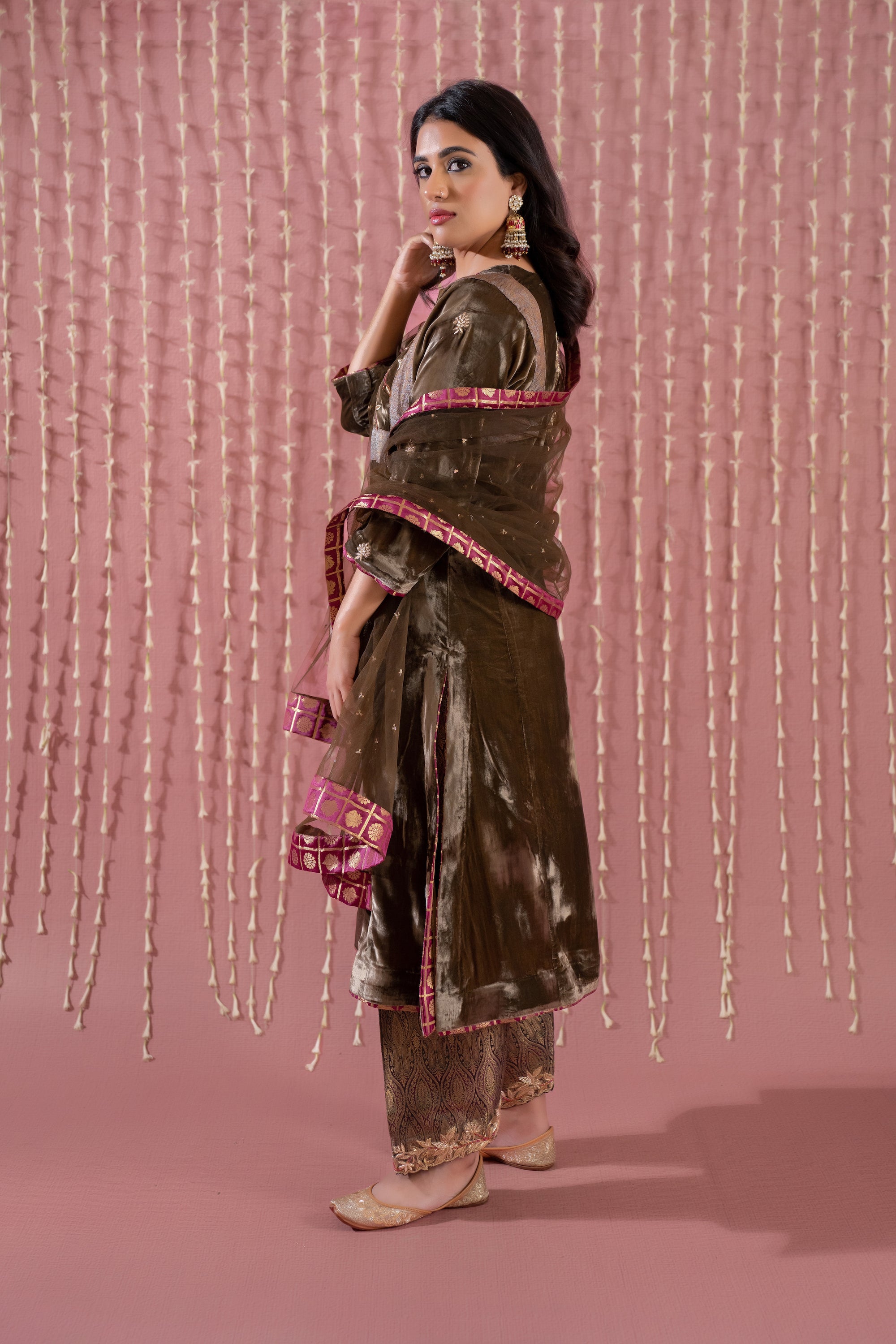 Khakhi Brown Velvet Set