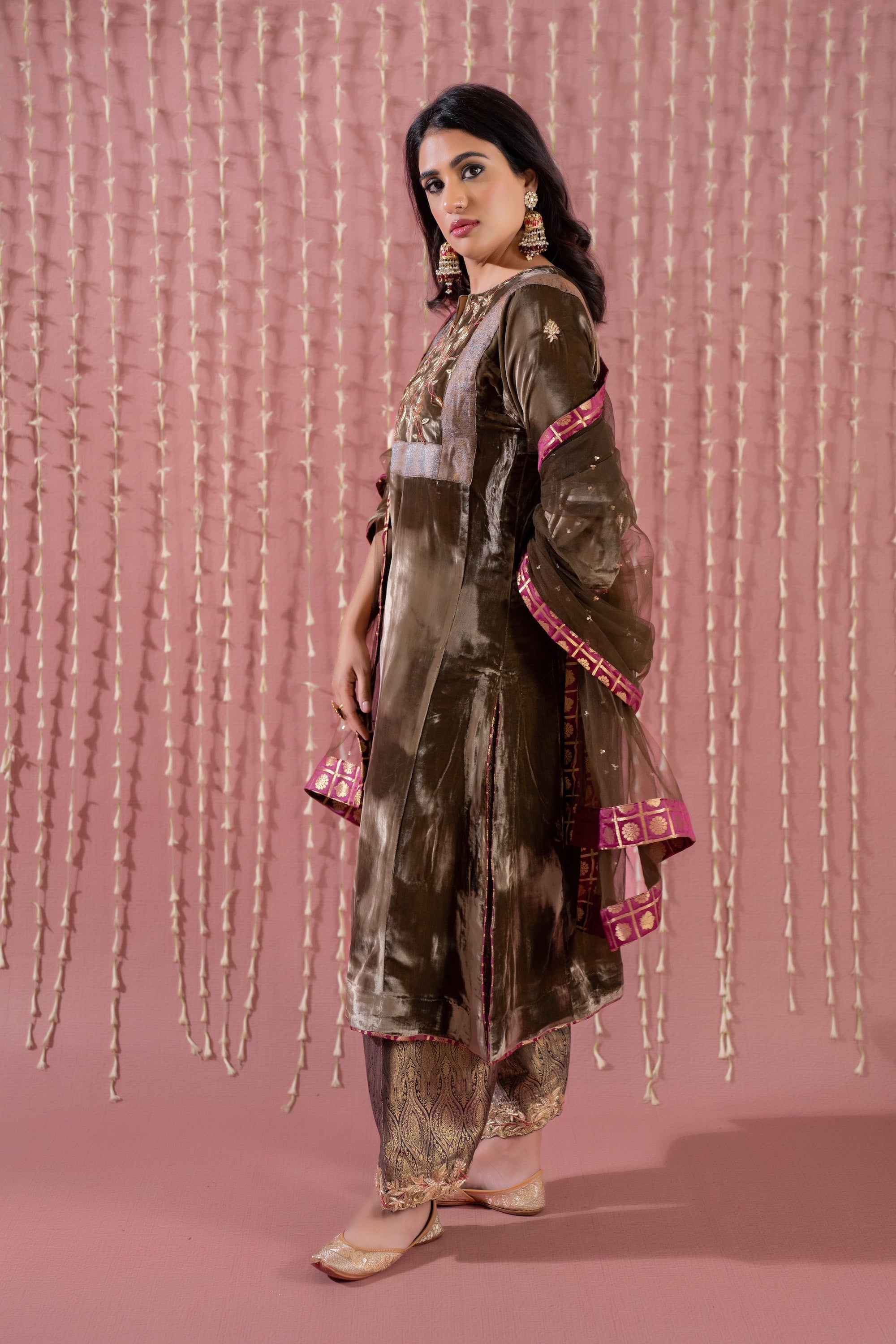 Khakhi Brown Velvet Set