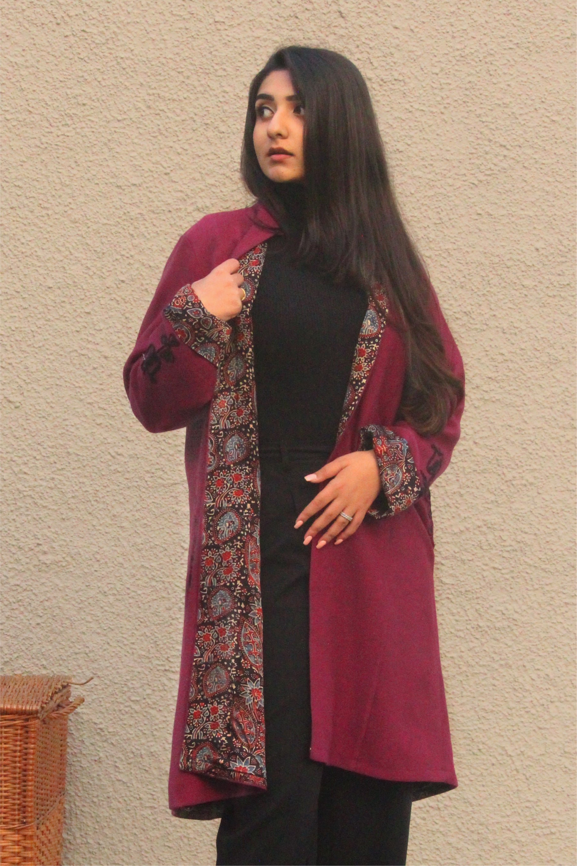 Majenta Tweed Jacket with Ajrak lining