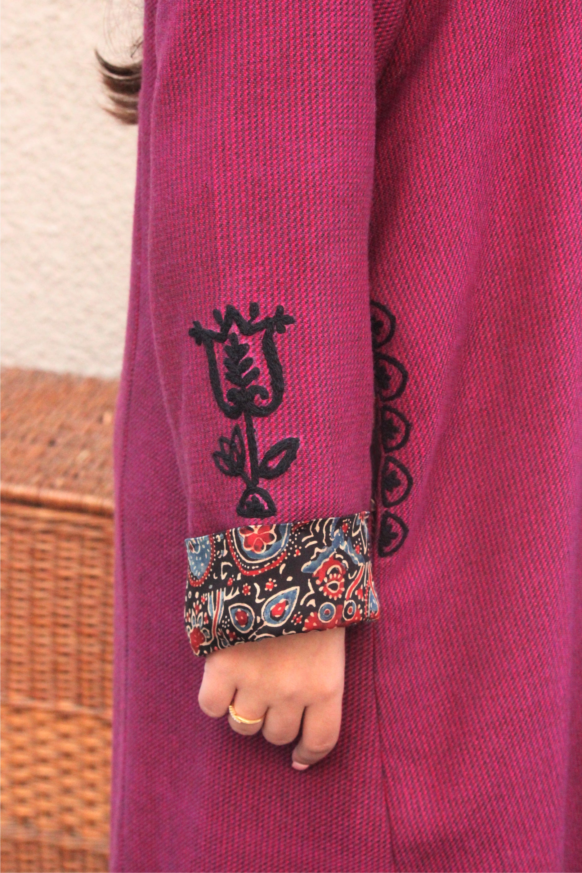 Majenta Tweed Jacket with Ajrak lining