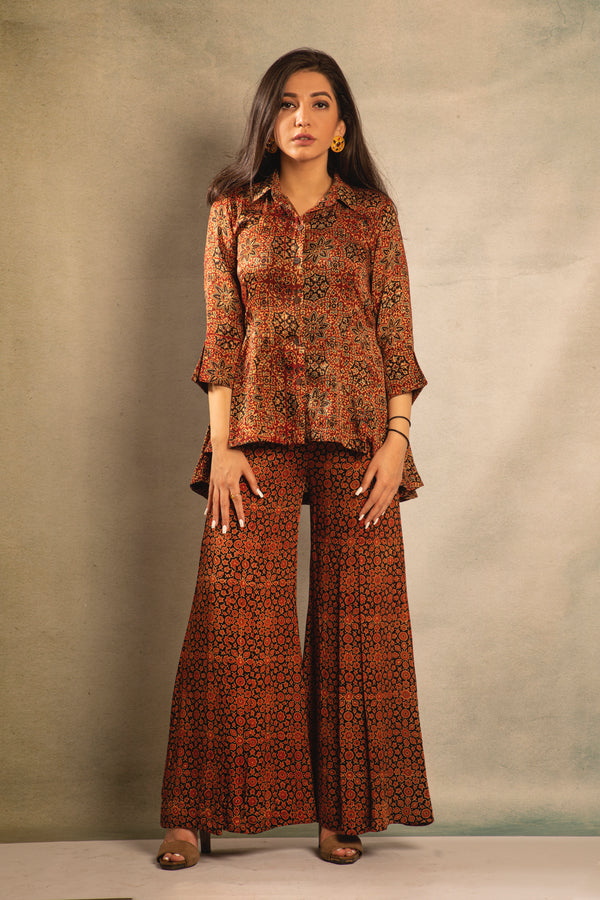 Rust Twilight Printed Shirt with Pant