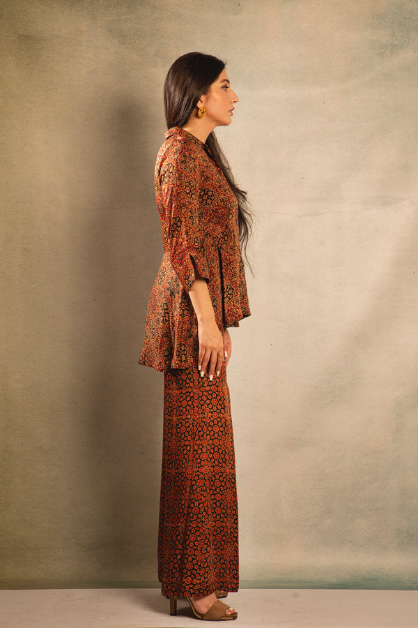 Rust Twilight Printed Shirt with Pant
