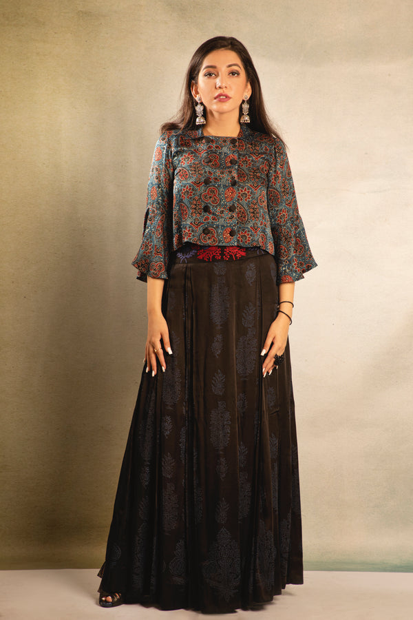 Sky Printed Skirt with Top