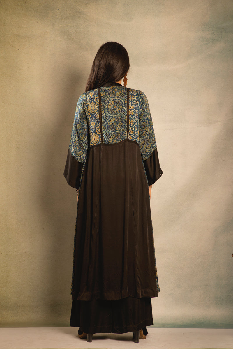 Black and Blue Midnight Embroidered Tunic