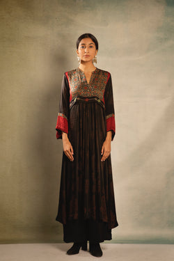 Black and Red Earth Embroidered Tunic