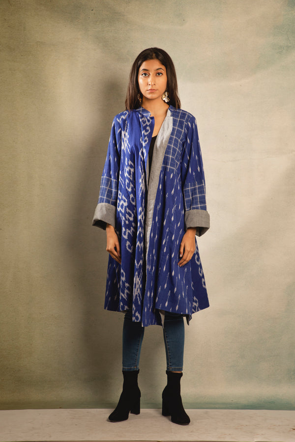 Blue Check Ikat Jacket